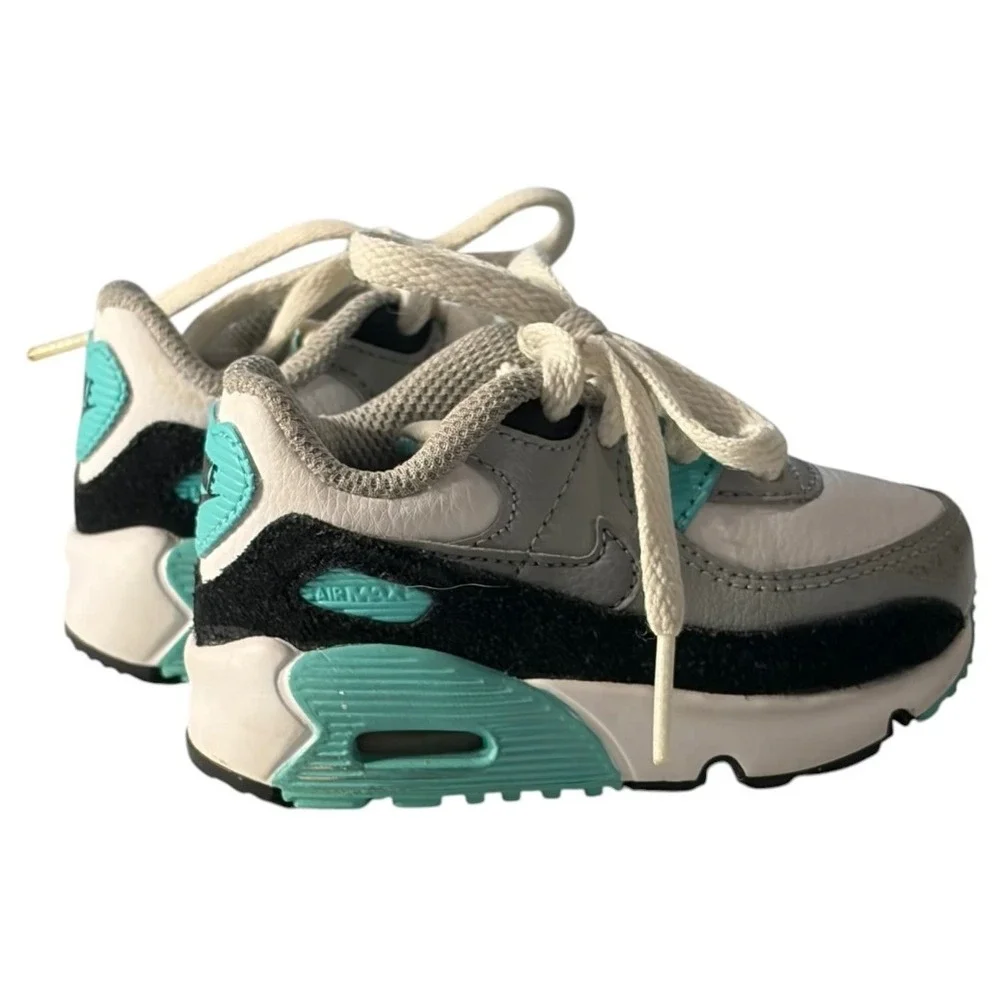 Nike Air Max 90 Toddler 4C White Aurora Green Grey CD6868-102 Sneaker‎